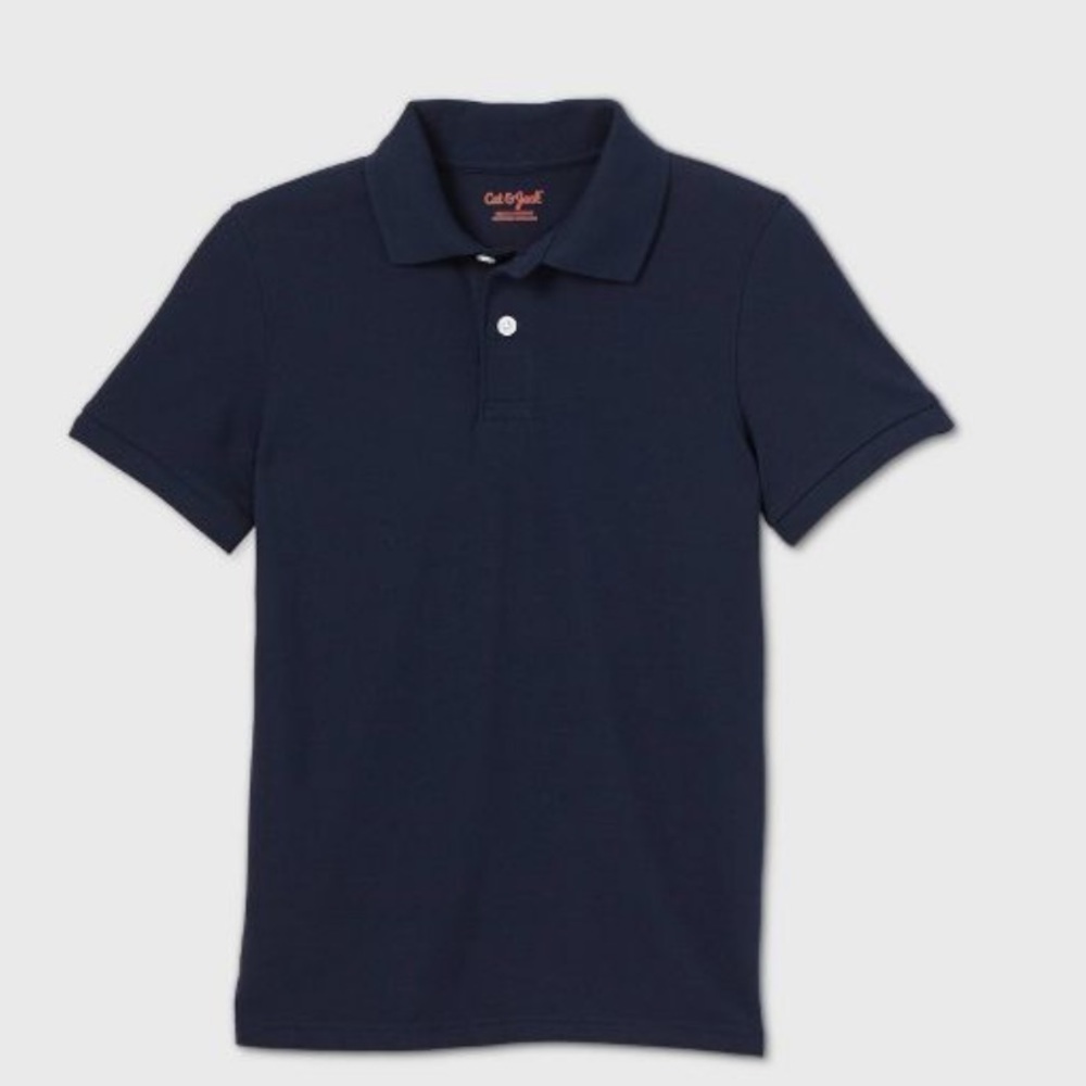 Cat & Jack Polo Navy Stretch Uniform Shirt Size Large (fits like XL) EUC